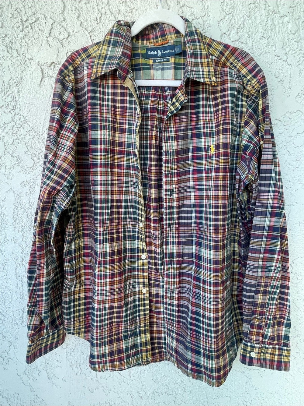 Ralph Lauren Plaid Button-Down Shirt - Red, Green, Yellow, size L